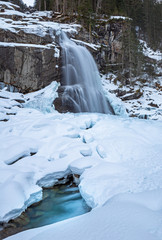 Krimmler Wasserfall im Pinzgau, Österreich im Winter