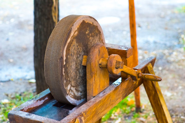 old rotary grindstone at a country house