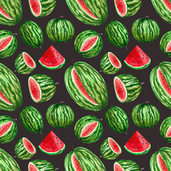 watercolor endless pattern with watermelons