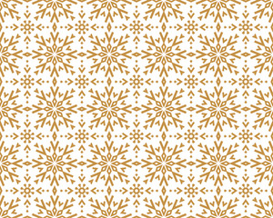 Abstract geometric pattern with lines, snowflakes. A seamless vector background. White and gold texture. Graphic modern pattern