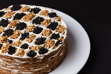 liver cake on a dark stone background