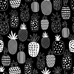 Vector Seamless Pattern with Pineapples. Drawing seamless background with pineapples 