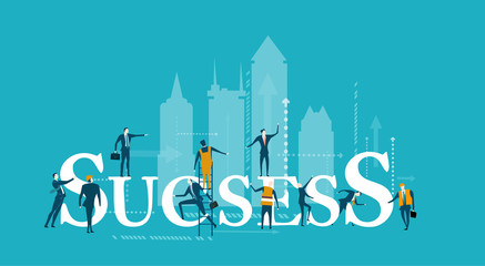 Team of people working together for the success and good return in business 