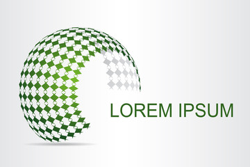 Abstract technology logo stylized spherical surface with abstract shapes. This logo is suitable for global company, world technologies, media and publicity agencies 