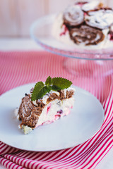 Cake with souffle and berries