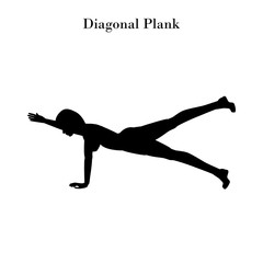 Diagonal Plank exercise silhouette