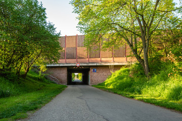 underpass of a german highway with noise protection