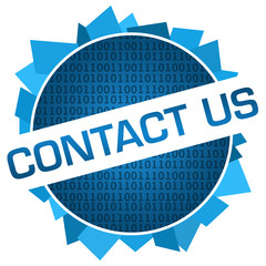Contact Us Blue Binary Circular Badge Style 