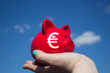 Piggy Bank with Euro symbol on its side