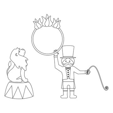 Lion and trainer outline