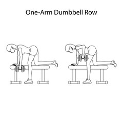 One arm dunbbell row exercise outline