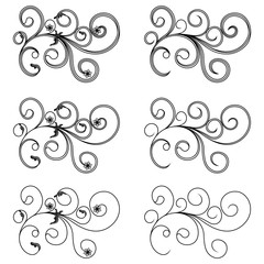 Set of six floral design elements