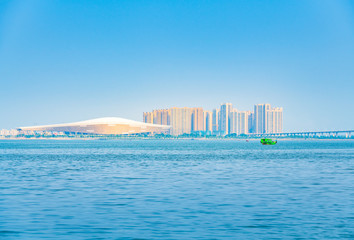 The scenery of the Olympic Sports Center in Zhanjiang Bay