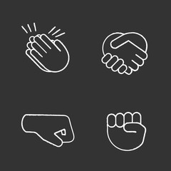 Hand gesture emojis chalk icons set
