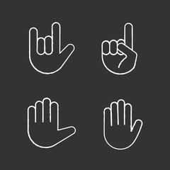 Hand gesture emojis chalk icons set