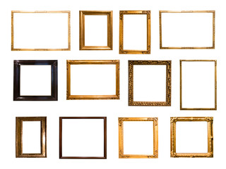 group of retro golden rectangular frame for photography