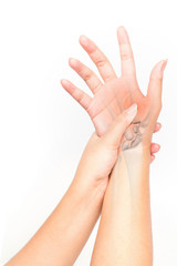 Obraz na płótnie Canvas hand bones injury white background hand pain