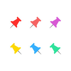 tack pin icon set isolated vector