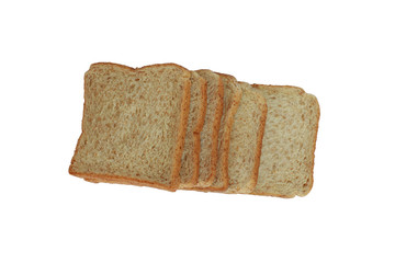 Sliced whole wheat bread on a white background - Image