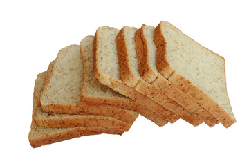 Sliced whole wheat bread on a white background - Image