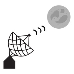 radio telescope with moon. isolated. vector design illustration.
