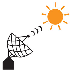 radio telescope with sun. isolated. vector design illustration.