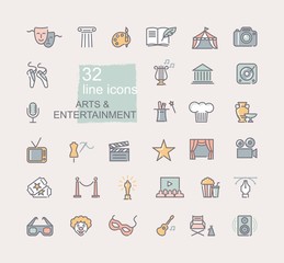 Arts and Entertainment icon set. Collection of vector icons