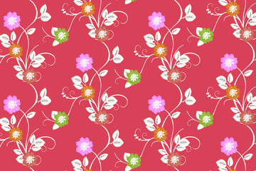 Seamless Pink Background Floral Pattern