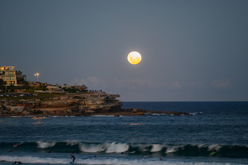 Full Moon Rising over Bondi Beach, Sydney, Australia