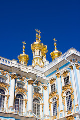 Fototapeta na wymiar Tsarskoye Selo, Pushkin. Suburb of St. Petersburg, Russia. Catherine Palace. View of the facade