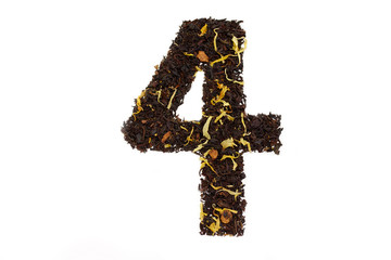 tea font numerology figure four fourth handmade isolated