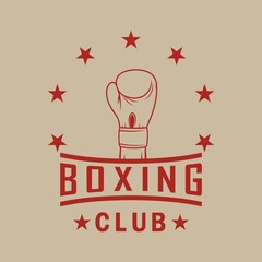 Illustration advertising a boxing club. Boxing Glove text and stars