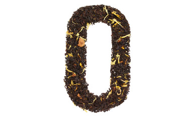 tea font numerology figure zero handmade isolated