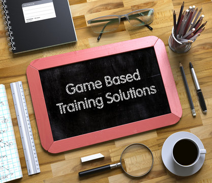 Small Chalkboard with Game Based Training Solutions. 3D.