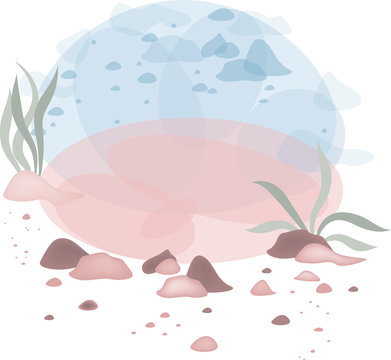 vector illustration of a fragment of the seabed. Made in watercolor technique in cartoon style © Ekaterina