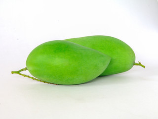 Green mango in a white background.