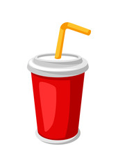 Illustration of stylized soda or cola in paper cup.
