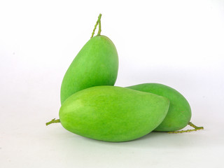 Green mango in a white background.