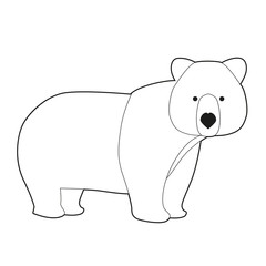 Funny brown bear in cartoon style isolated on white background