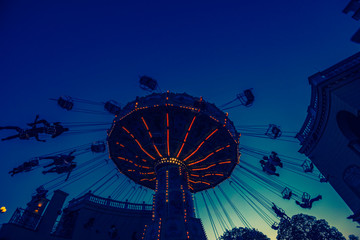 amusement park at night
