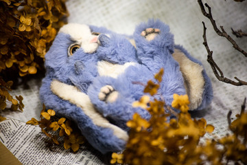 cute blue handmade rabbit