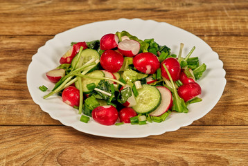 Spring salad with radish , onion and cucumber