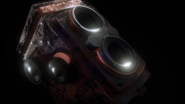 Vintage movie camera in the dark