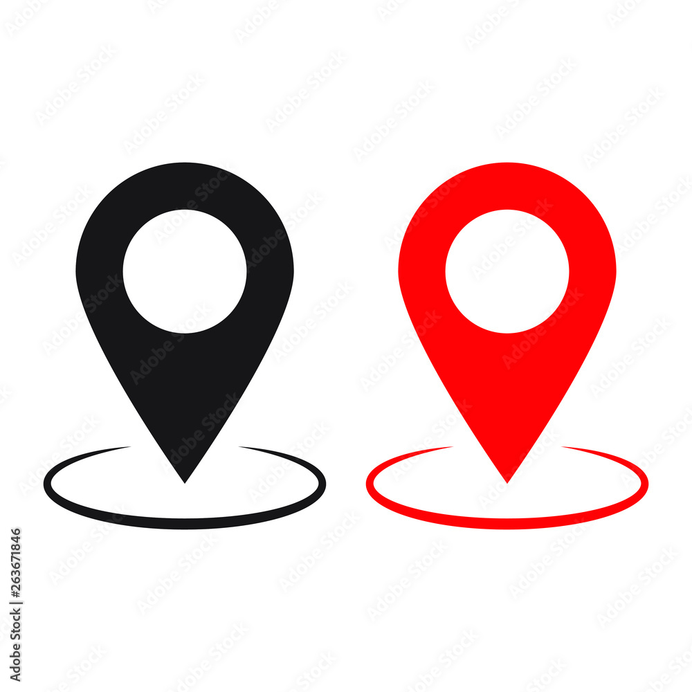Poster red and black maps pin. location map icon. location pin. pin icon vector.