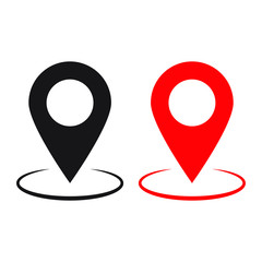 Red and black maps pin. Location map icon. Location pin. Pin icon vector.	