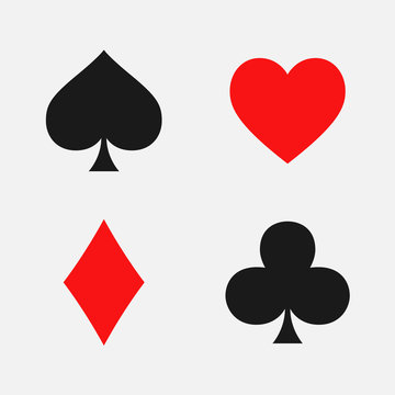 Set of playing card symbols. flat vector illustration isolated on a white background.