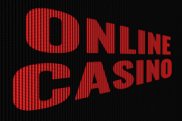 Online Casino red word on dark screen