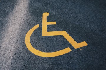  wheelchair parking traffic signal in the street in the city. Bilbao. spain.