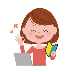 パソコンを操作する女性 / 初心者