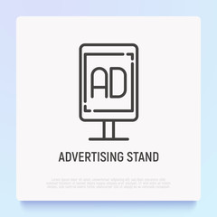 Advertising stand thin line icon. Modern vector illustration.